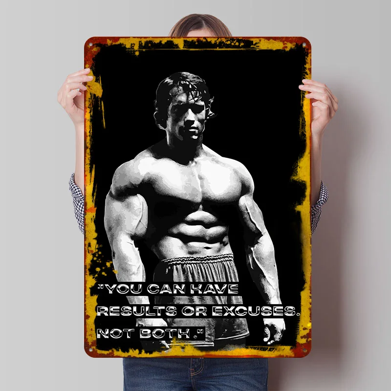 Arnold Schwarzenegger Motivation Poster Customized Vintage Metal Signs Wall Art Retro Tin Plaque for Fans Gamer Room Decoration