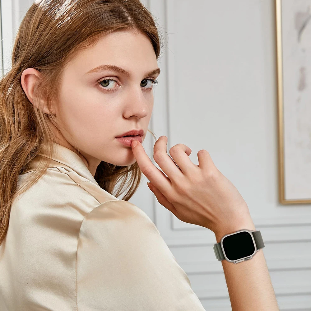 アップルウォッチ用アルパインループバンド、メタルCフックナイロンブレスレット、46mm、49mm、45mm、44mm、42mm、41mm、40mm、iwatch ultra se、10、9、8、7、6、5、4