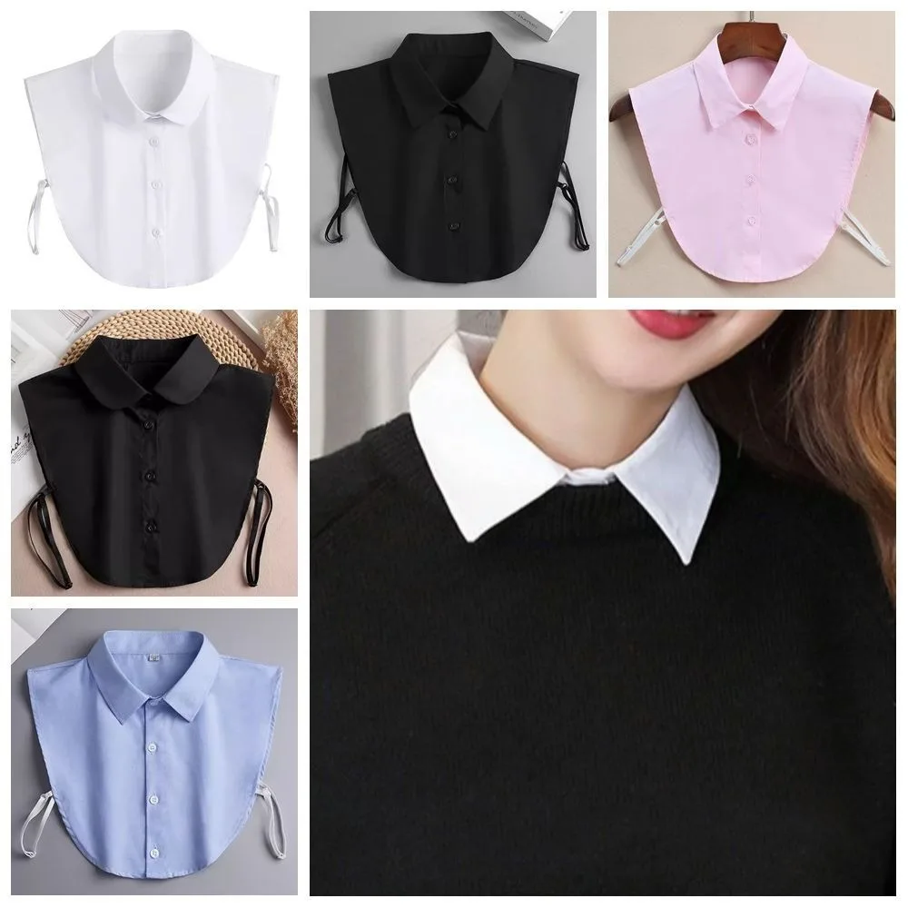 Fashion Cotton Fake Collar Adjustable Straps Convenient Detachable Collar Solid Color Versatile Half Shirt Style Fake Collar