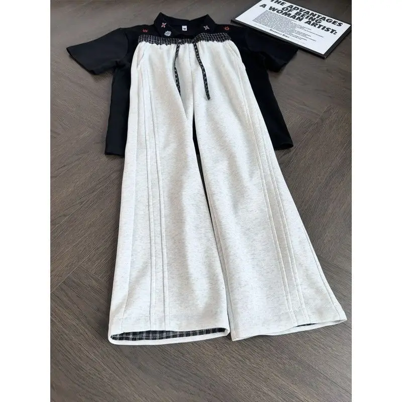 Tie Dye Plaid Patchwork American Casual Two-Way Wear Men's Straight Leg Loose Fit Slimming Wide Leg Pants Breathable Summer