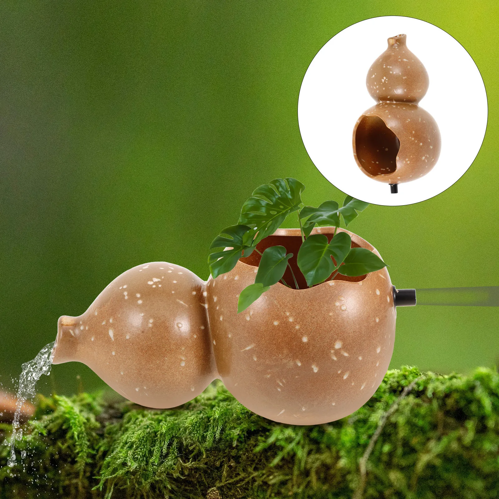 

Small Ceramic Gourd Fountain Outdoor Water Feature with Filtration System for Garden Pond Fountain Spout Outdoor