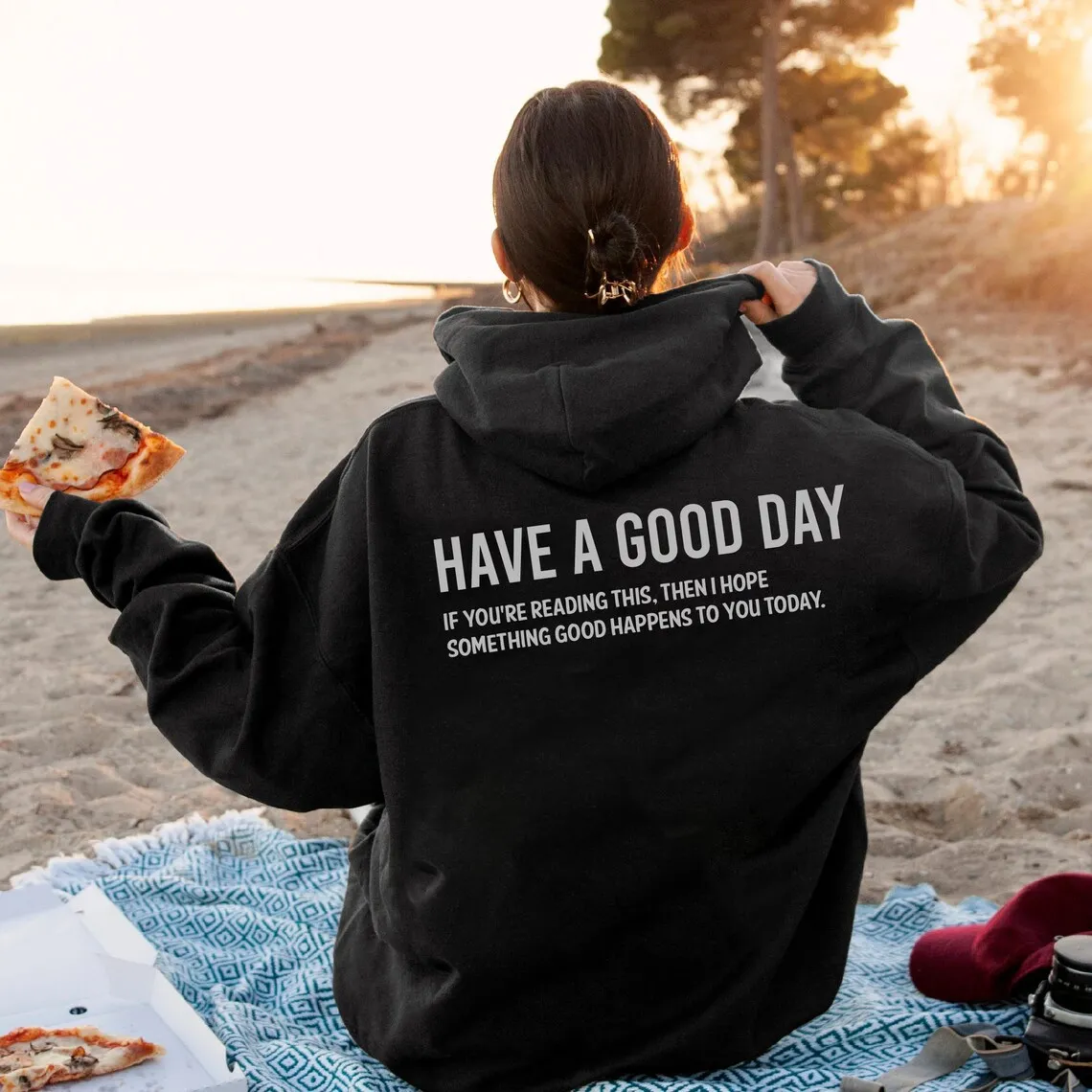 Have A Good Day Print Letter Hoodies Women Sweatshirt Autumn Spring Pullovers Harajuku Tracksuit Positively Slogan Back Printed