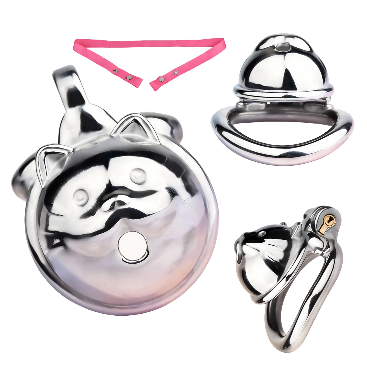 FRRK Stainless Steel Sissies Chastity Cage Metal Lock Device Arc Cock Ring  Penis Abstinence Restrain Men's Erotic Sex Toy