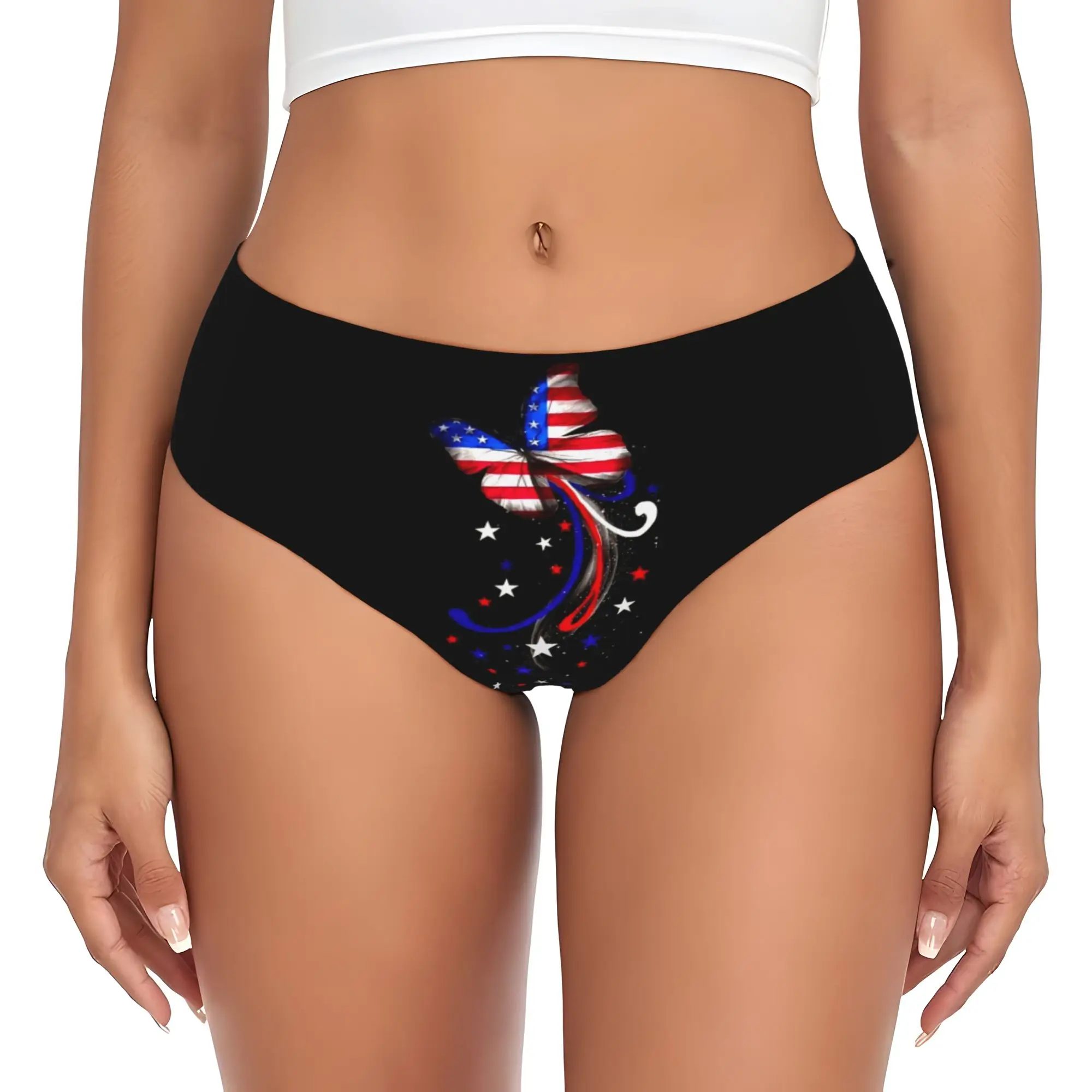 Custom USA America Flag Briefs Underwear Womens Breathable Stretch  Panties