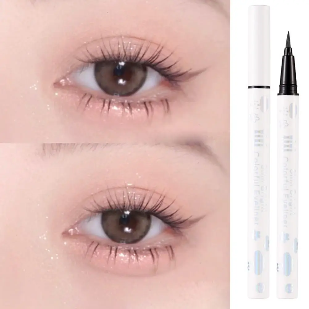실키 리퀴드 아이 라이너 펜 빠른 건조 방수 땀 방지 지속 아이 펜슬 부드러운 아이 라이너 라이잉 롱 펜 누에 라인 M7W9