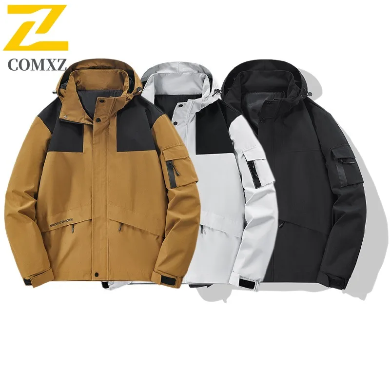 

COMXZ 2025 Men Women Trendy Waterproof Windproof Workwear Jacket Autumn Spring Outdoor Casual Oversize Lightweight Coat