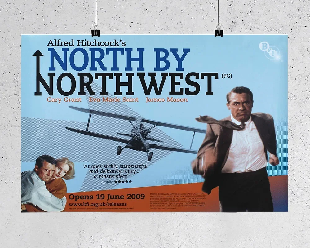 L002 NORTH BY NORTHWEST Movie 1959 Alfred Hitchcock Cary Grant Silk Fabric Poster Art Decor Indoor Painting Gift