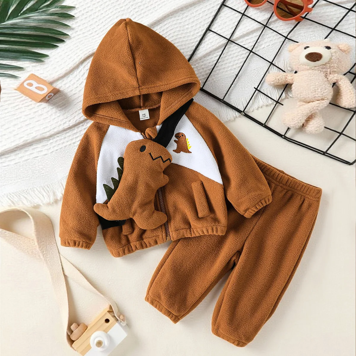 

2025 New Baby Boys Long Sleeve Autumn Winter Sets Hooded Coat Jacket With Zipper Pants Clothing Cute Suits For 1-3Y +Handbag