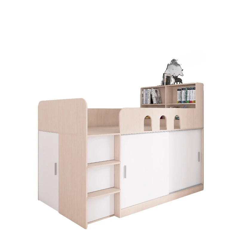 

Children's bed boys half height under the bed cabinet small room with storage medium height wardrobe bed integrated small apartm