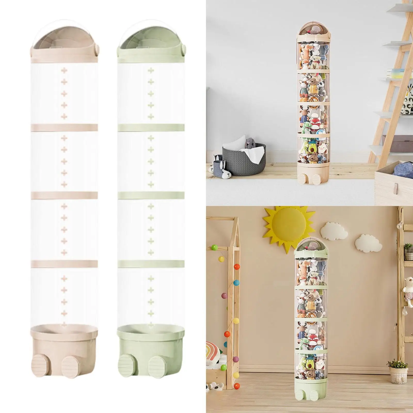 

Stuffed Toys Storage Tube Cartoon Practical Space Saving Modern Portable Container Display Bucket for Playroom Household Bedroom