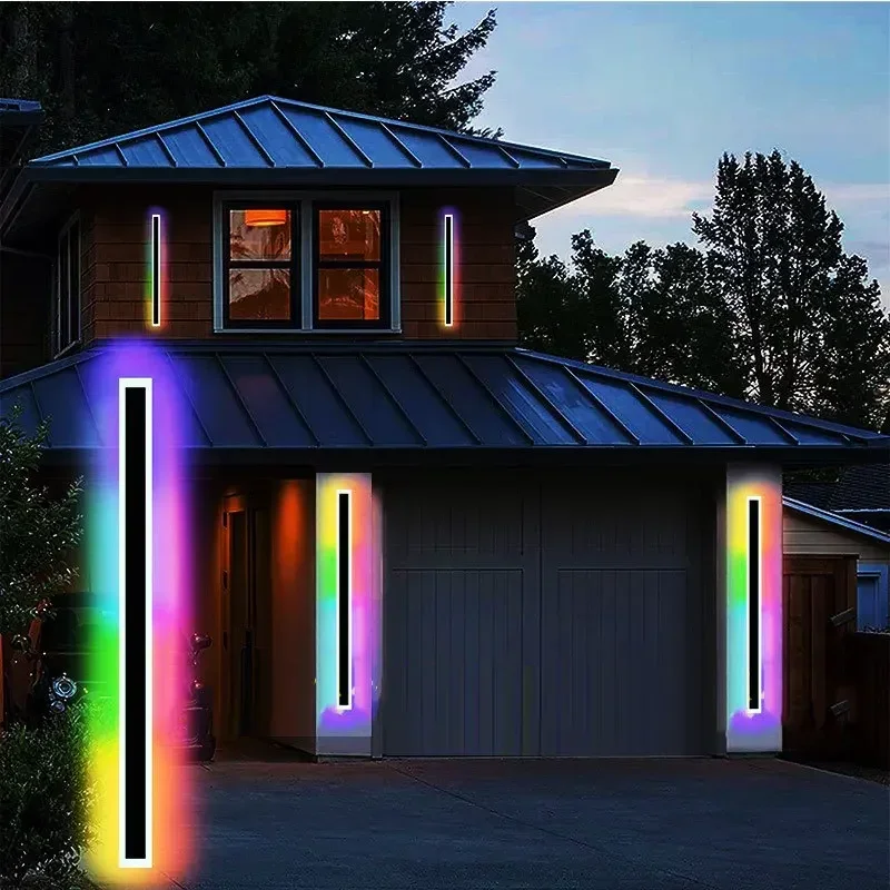 

Настенный светильник с длинной полосой, уличный водонепроницаемый красочный современный скандинавский минималистичный светильник, простой декор для двора, светодиодный настенный светильник