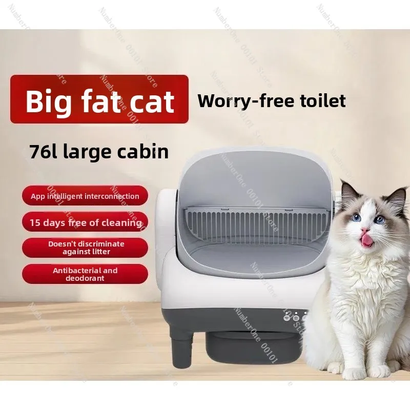 Open Top Smart Cat Litter Box, No Manual Cleaning, Anti-Splash & Odor Removal, Multi-Cat Identification Cat Toilet