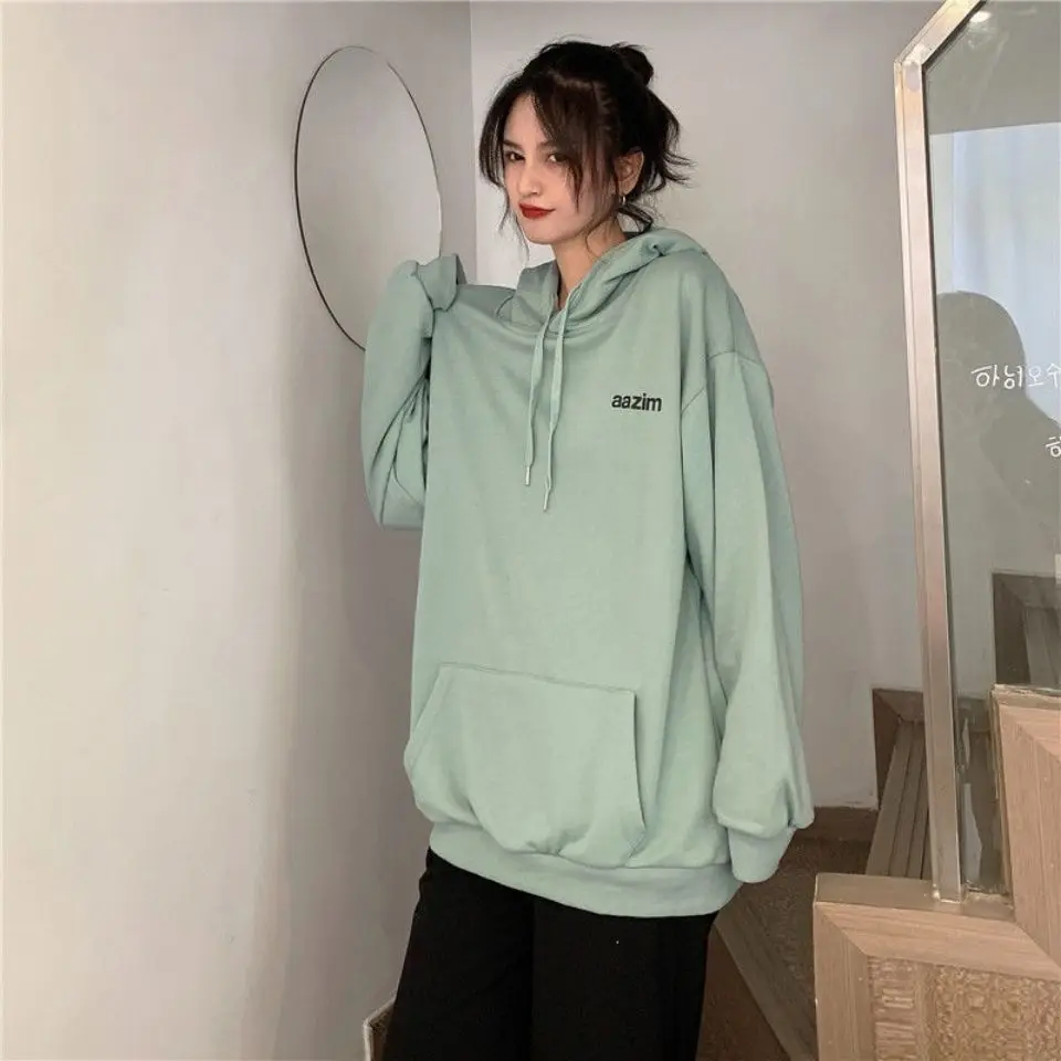 Women Hoodies Korean Hooded Shirt for Women Loose Causal Sweatshirts Pink Hoodies Women Green Sweatshirt Large Size Pullovers