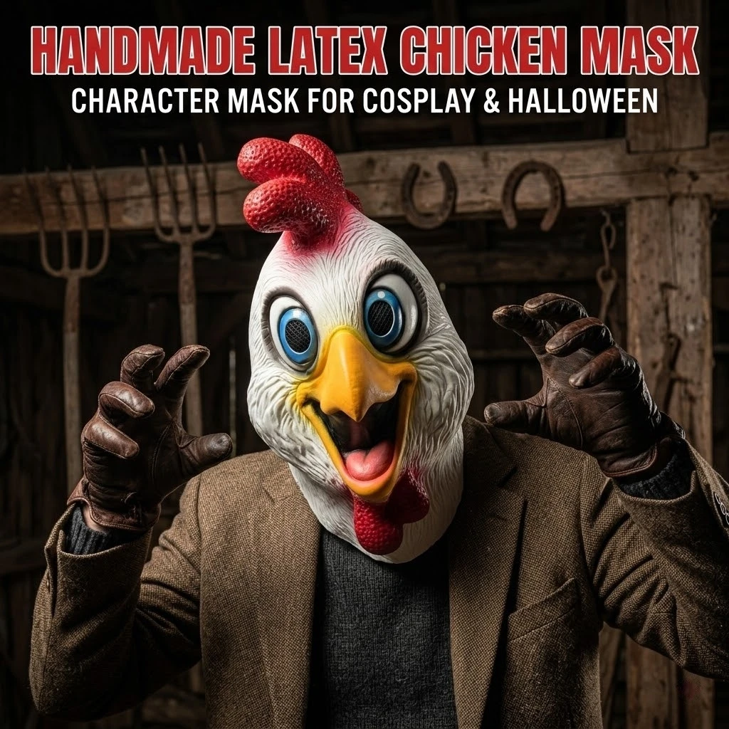Hühnerkopf-Maske Cartoon-Hahn-Kopfbedeckung Halloween-Party Cosplay-Kostüm Requisiten Erwachsene Gruselige Lustige Maske
