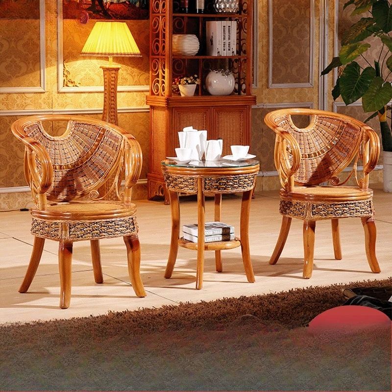 

Hotel, B & B rattan classical Chinese furniture, balcony rattan table and chair combination
