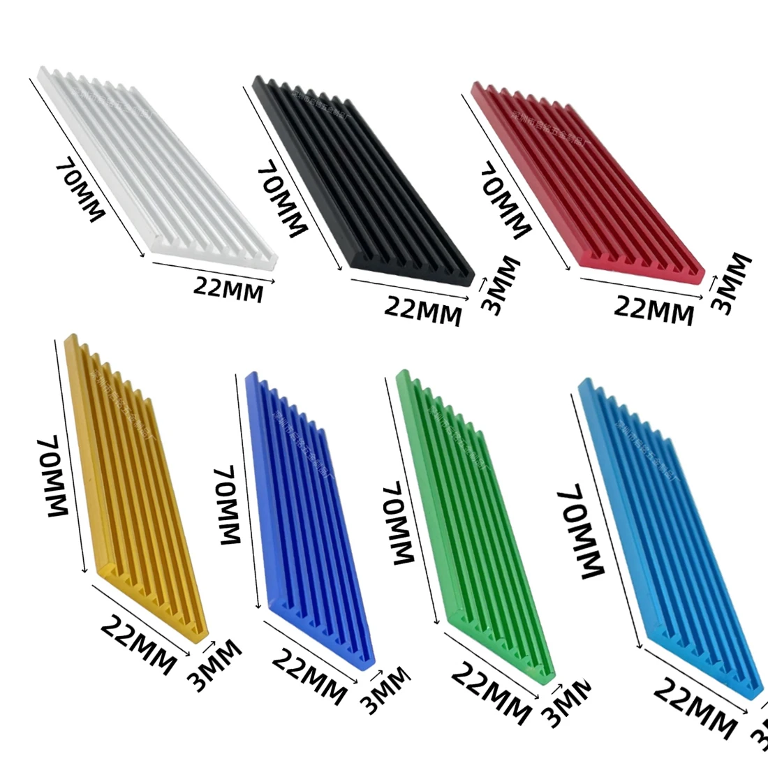 Aluminum Heat Sink Radiator Heat Sink Suitable For Electronic Ic Chips Multiple Colors Available 70 X 22 X 3mm