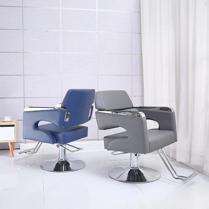 Barbershop chair hair salon special grooming chair hair cutting chair can be rotated and lifted stainless steel armrest