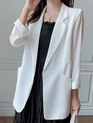 Women's Blazer Long Sleeves Vintage Temperament Solid Color Elegant Street All-match Outerwears Chic Tops Clothes New