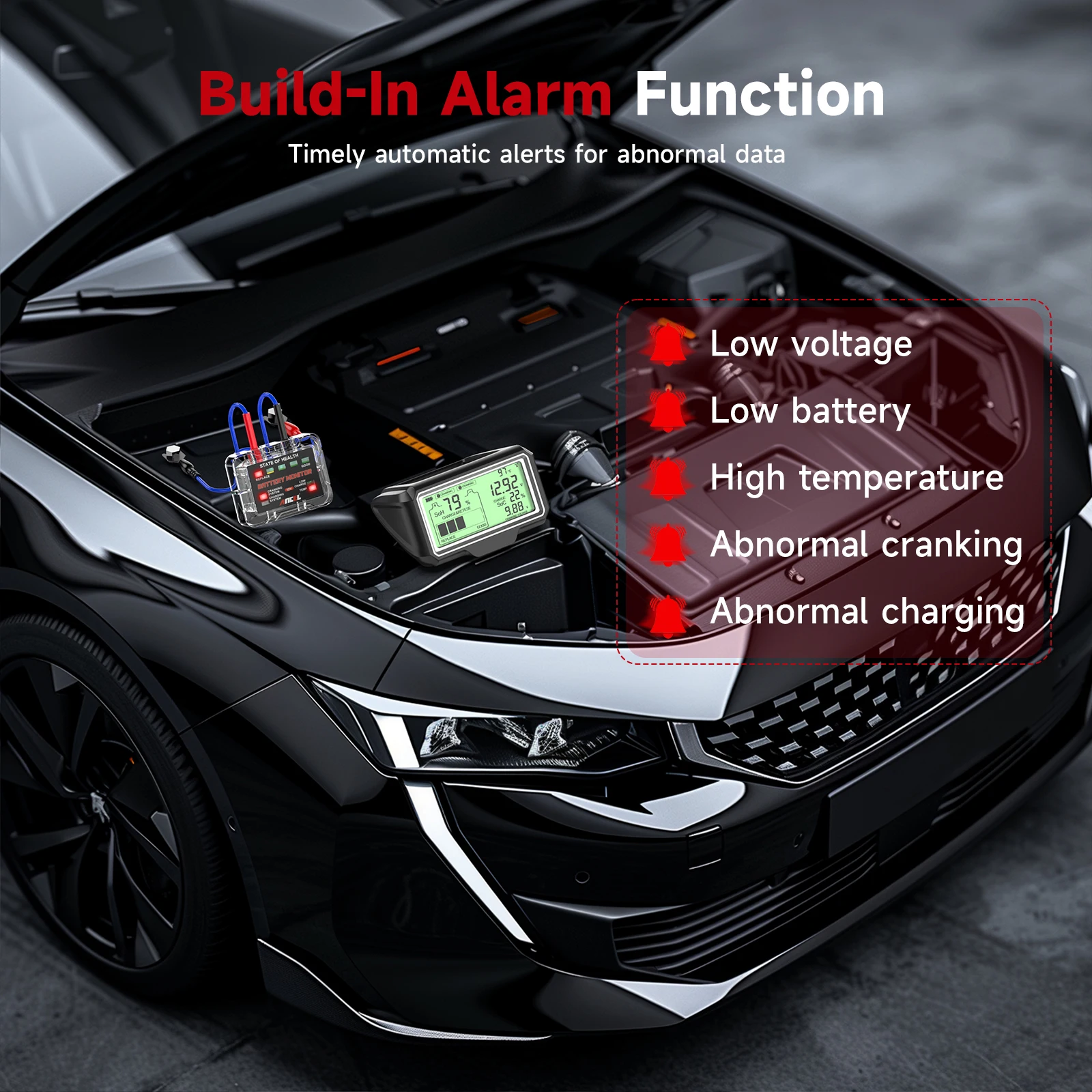 ANCEL BM200 PRO 12V Car Battery Capacity Tester Monitor LED Display Waterproof SOH SOC Battery Health Analyzer Auto Tester Tools