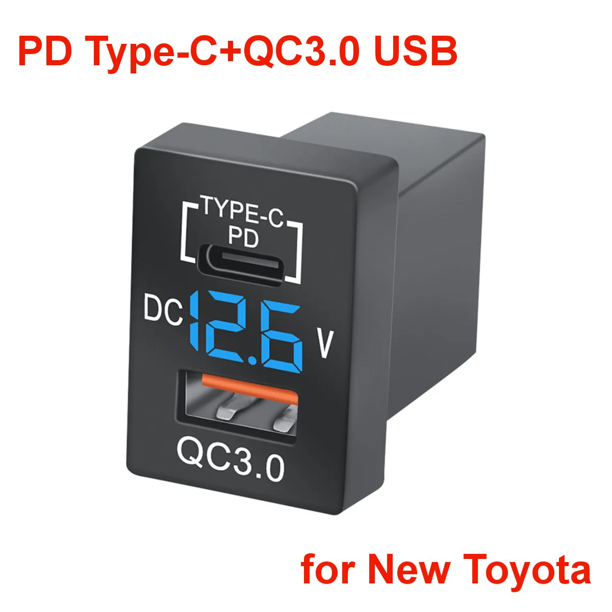 

PD Type-C Car Charger Socket QC3.0 USB Power Adapter 12V 24V With Voltmeter LED for New Toyota