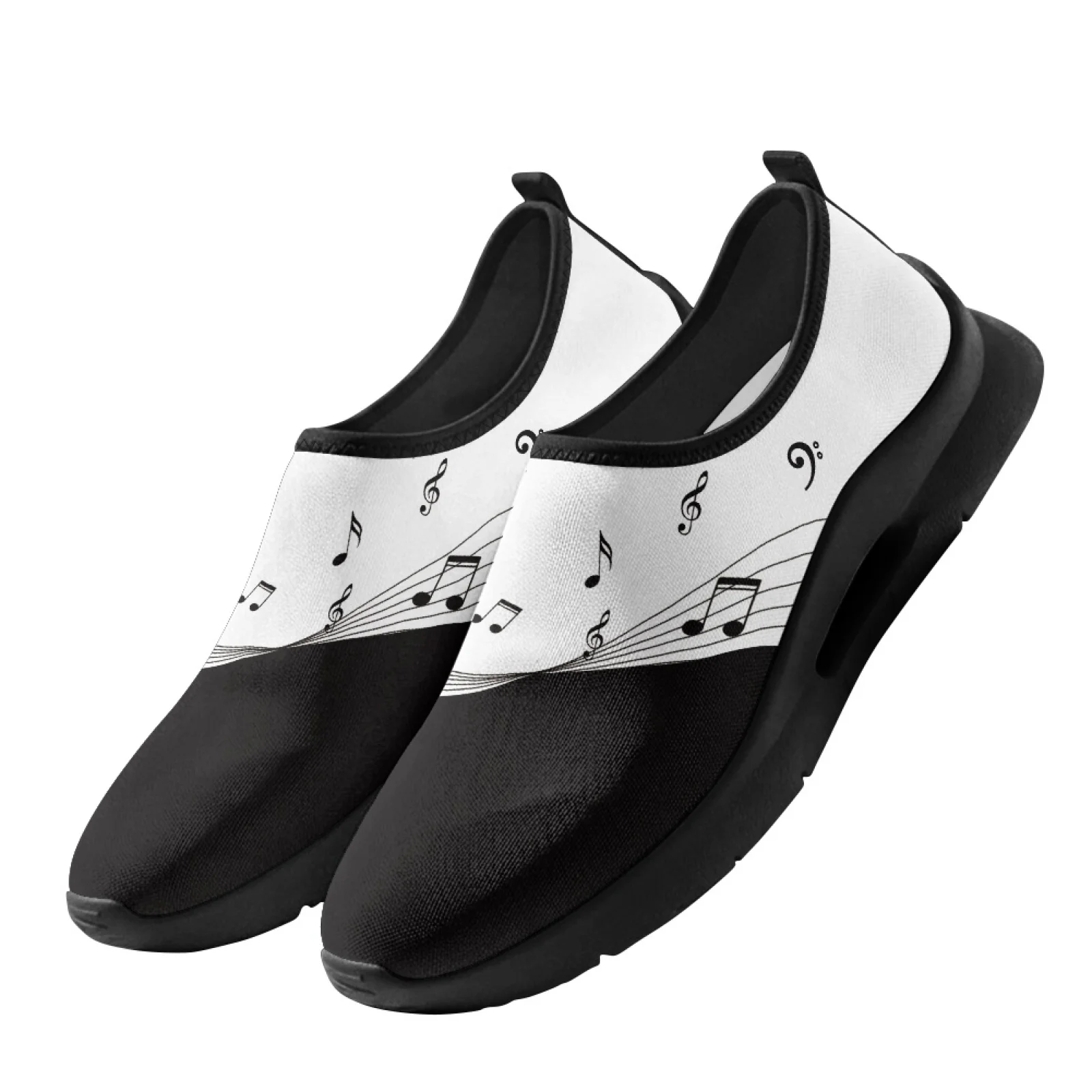 PENSTROLL Slip on Sport Running Shoes with Musical Note Pattern, Breathable Mesh Flats for Men Daily Business and Tennis Wear