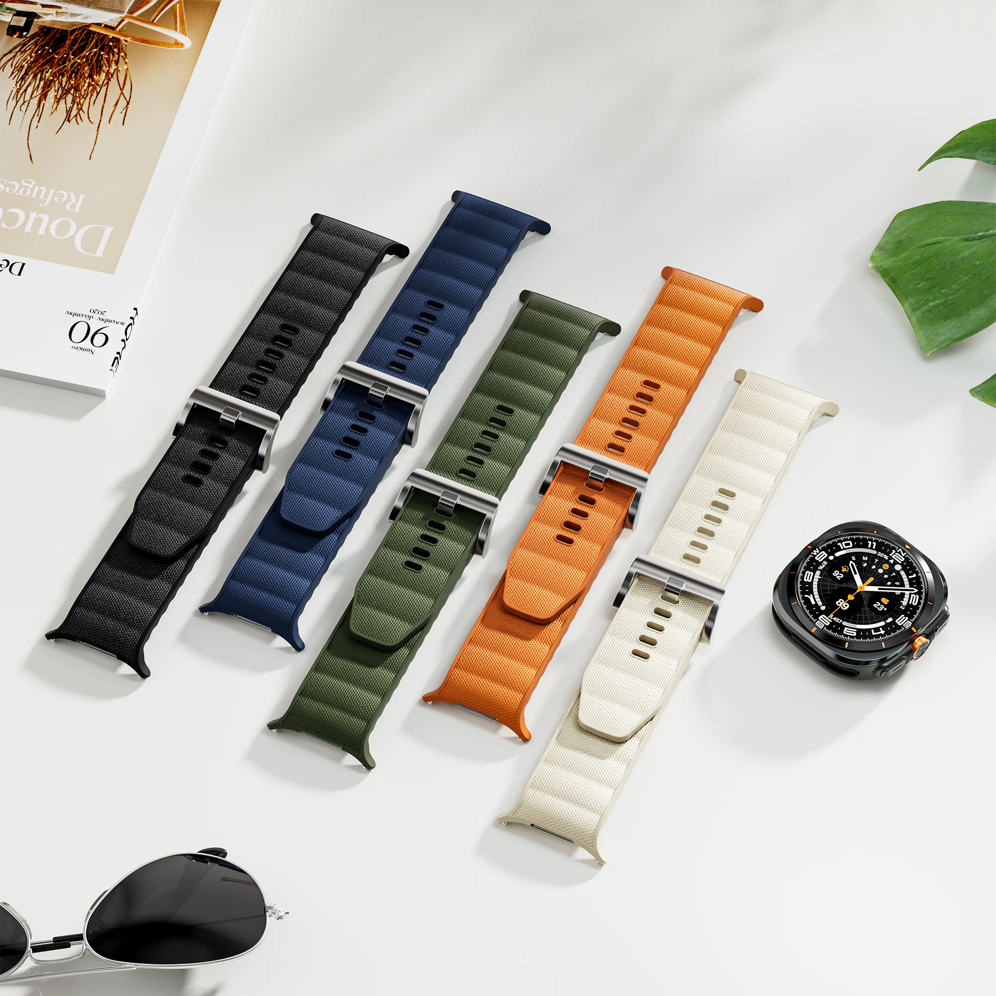 Official band For Samsung Galaxy Watch Ultra 47mm Strap Functional Silicone+Nylon sport belt Bracelet Galaxy Watch 7 Ultra 47 mm
