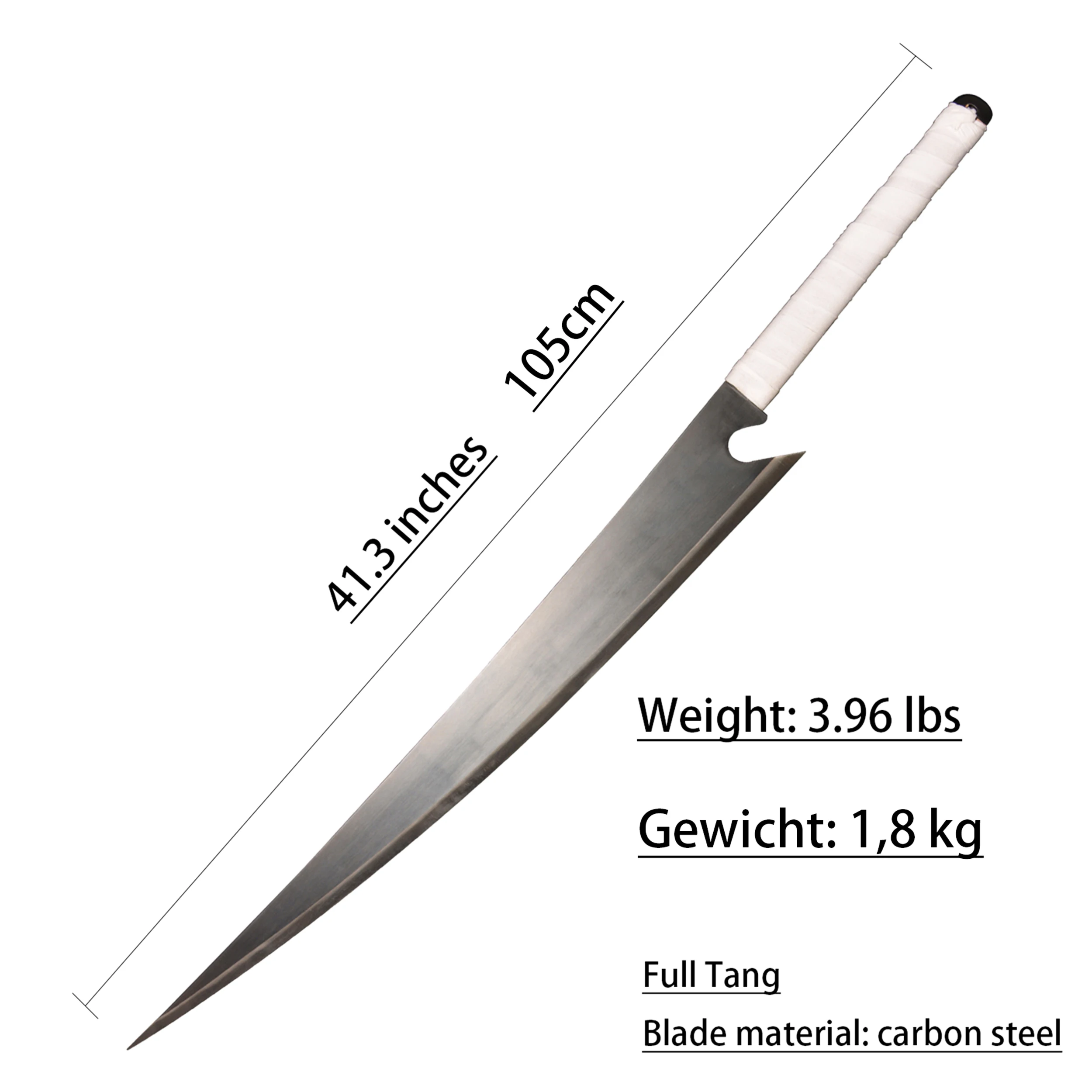 41,3 en Cosplay Anime Espada Nimaiya Oetsu-zanpakutou Espada Funda de Acero/Cuero