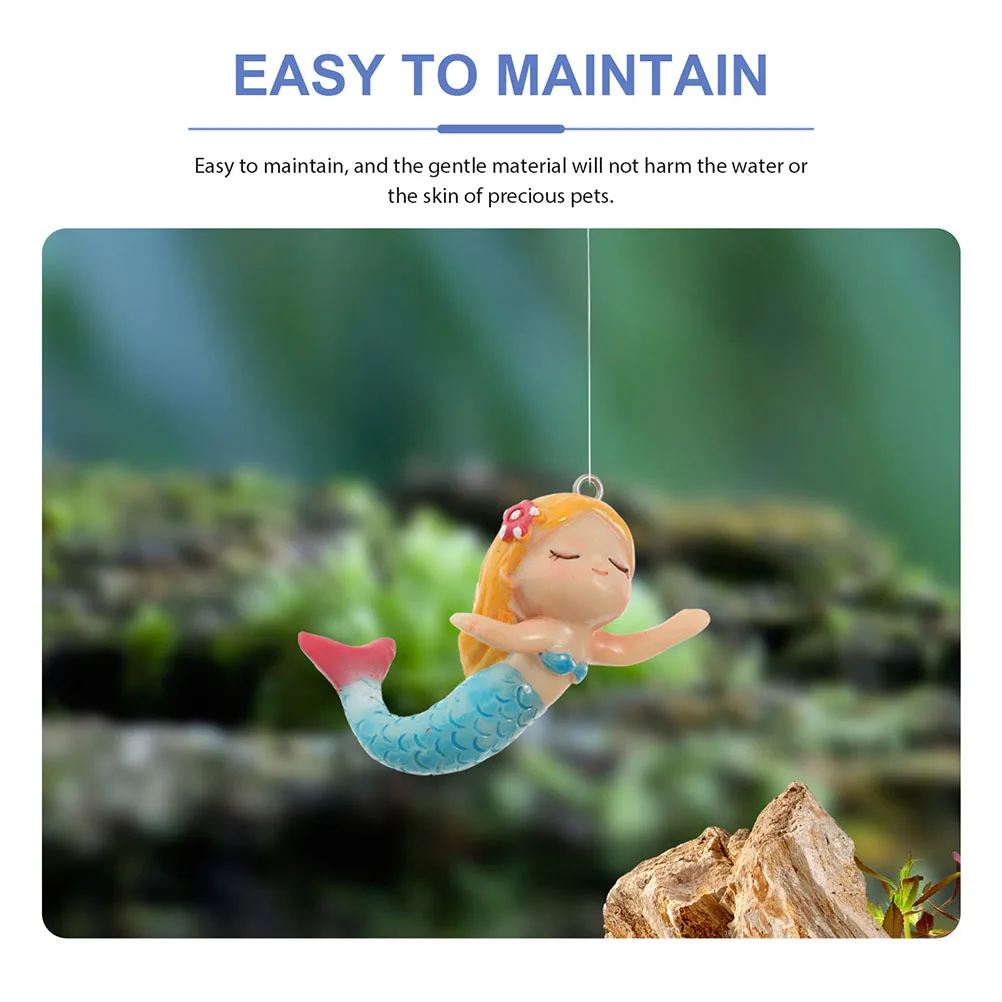 

2Pcs Floating Mermaid Decor for Fish Tank Aquarium Craft Ornaments High-Durability Lightweight Adorable Layout Props