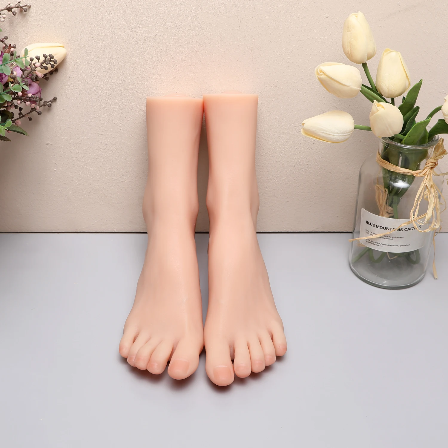 Realistic Silicone Foot Model Female False Nail Practice Feet Fetish for Footjob Jewelry Shoes Manicure Art Display 22CM 36B