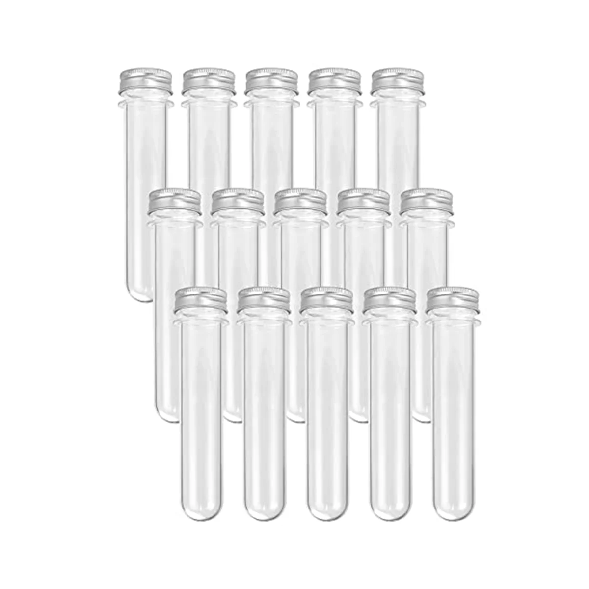 15PCS 100Ml Clear Plastic Test Tubes with Screw Caps and 1 Cleaning Brush - Gumball Candy Tubes for Wedding Party