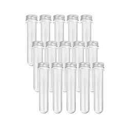 15PCS 100Ml Clear Plastic Test Tubes with Screw Caps and 1 Cleaning Brush - Gumball Candy Tubes for Wedding Party