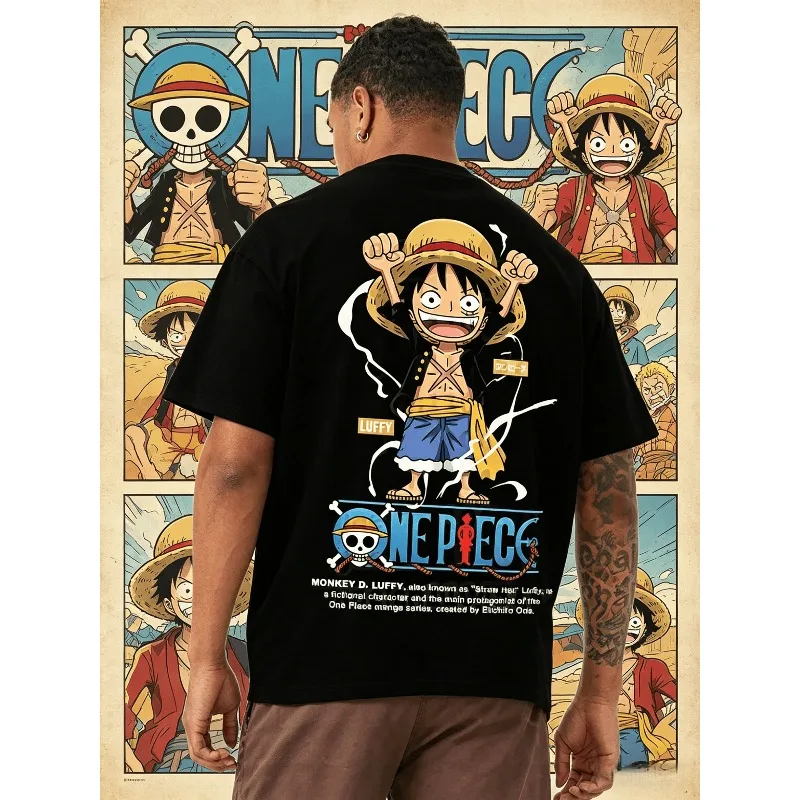 Übergroßes Anime T-Shirt für Männer und Frauen One Piece Luffy Streetwear Fitness Kurzarm Grafik-T-Shirt Lässige Oberteile Sommer Y2k