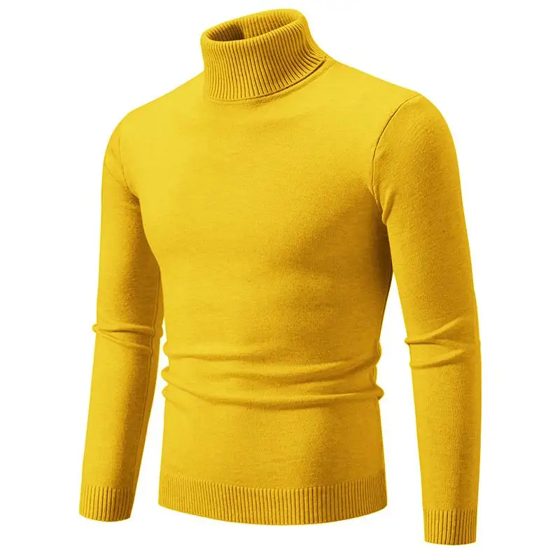 

Men's Autumn and Winter High Neck Bottom Knit Sweaters Slim Fit Warm Solid Color Trend Sweaters