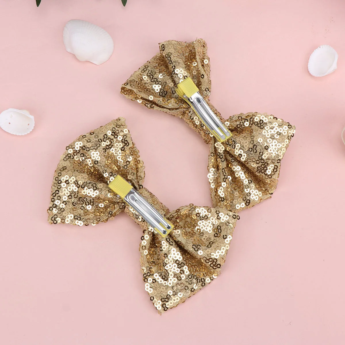 

3pcs Large Bowknot Hair Clips Sequined Girls Hairclip Durable Kids Hair Accessories Christmas Party Stage Decor Silver