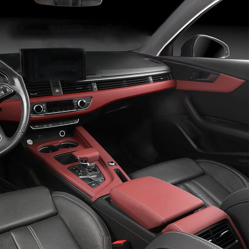 

For Audi A4L A5 LHD 2017 2018 2019 2020 2021 2022 2023 2024 Leather Overlays Interior Trims On Doors Gears Central Console Cover