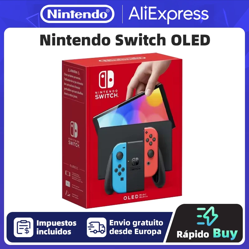 Nintendo Switch OLED 64GB White and Blue Red Set Video Game Console with Joy Con 7 Inch OLED Screen TV Tabletop Handheld Mode