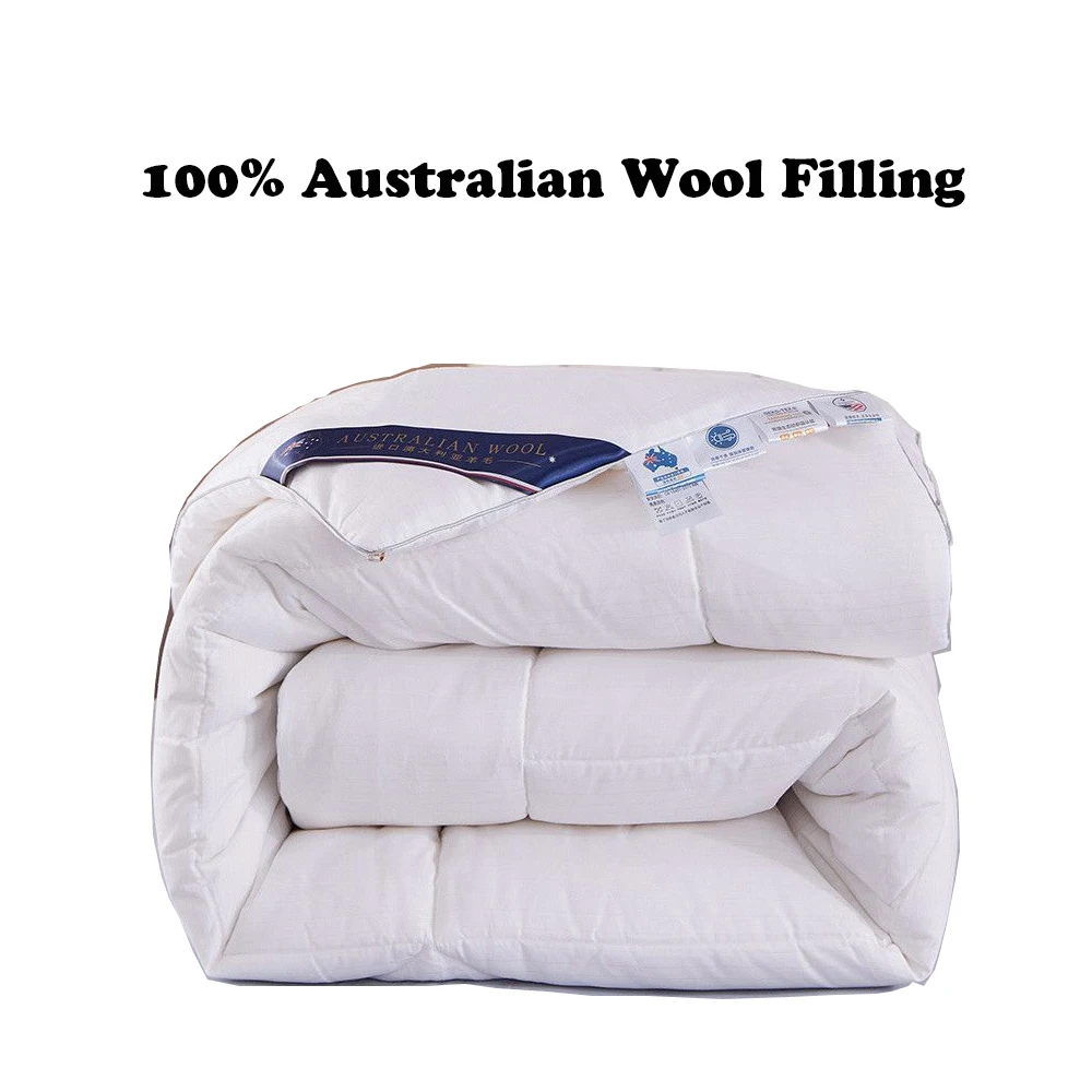 180*220cm Australian Wool Comforter Warm Winter Blanket Single Quilt Pupil Bed Duvets Covered Thick  Edredons with Free Shipping