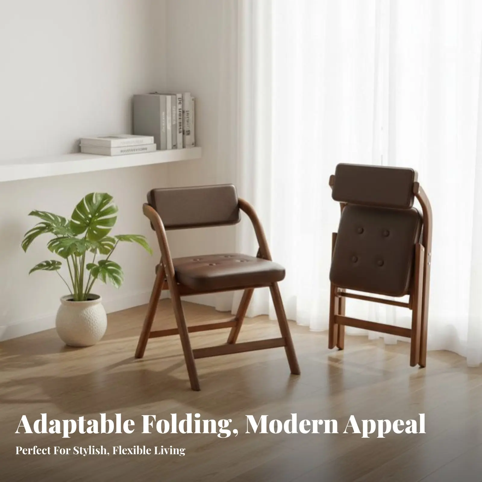 Padded Folding Chair Foldable Household Furniture Space-Saving with Support Assistance for Office Workers, Apartment Dwellers