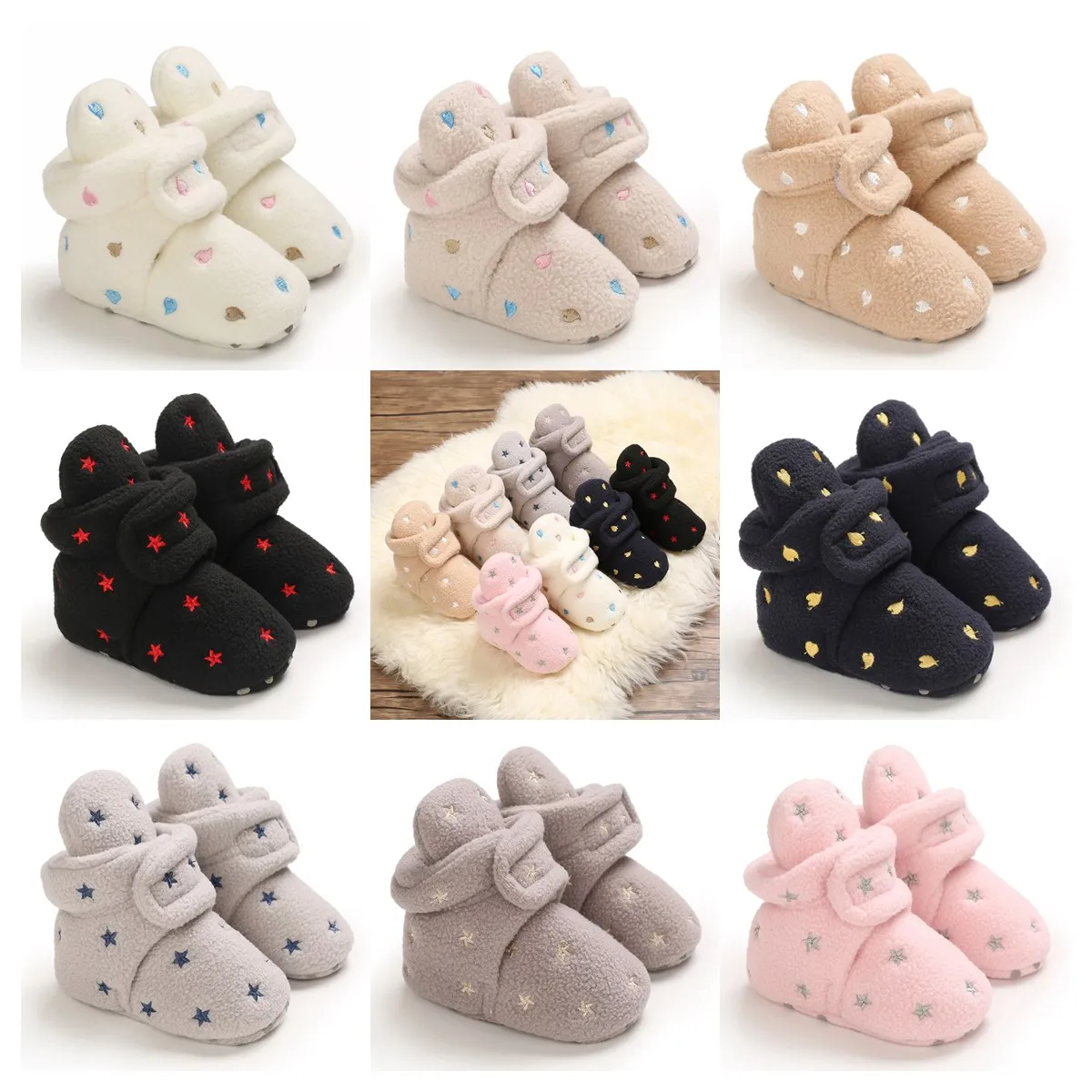 

Toddler Girls' Winter Socks Shoes with Heart Embroidery-Elastic Ankle Warm Booties,All-Season Soft Fabric CasualOutfits
