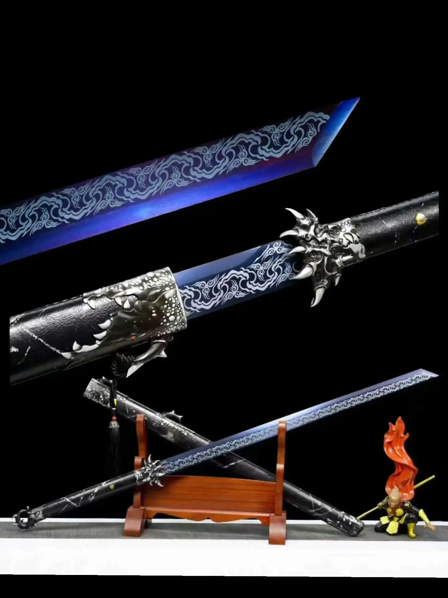 Dragon Thorn, Real Multi Refined High Manganese Steel Blade, Tratidional Chinese Kungfu Horizontal Battle Sword, Unsharp