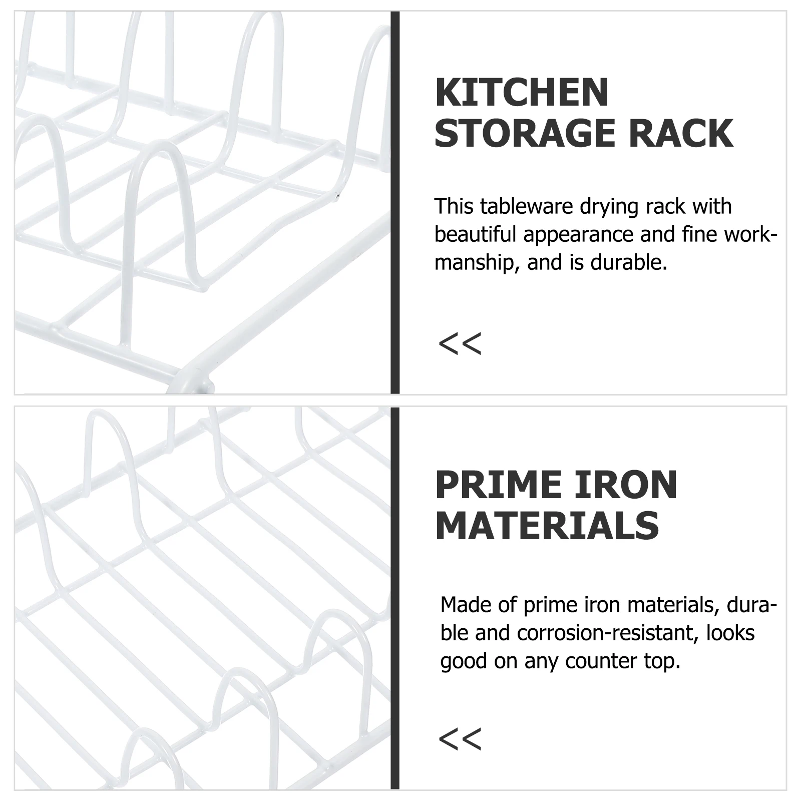 

White Iron Kitchen Storage Rack for Drying Bowls Plates Dish Drainer Holder Tabletop Organizer Home Decor Accessories