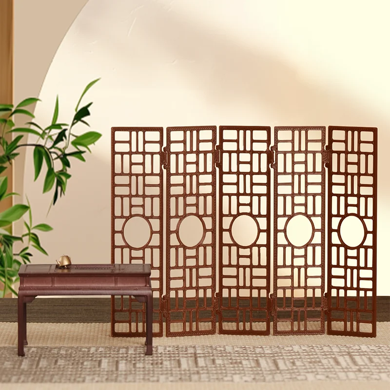 

Chinese Style Folding Screen - Mini 1:20 Scale Dollhouse Accessories - 3D Printed Room Partition for Model House
