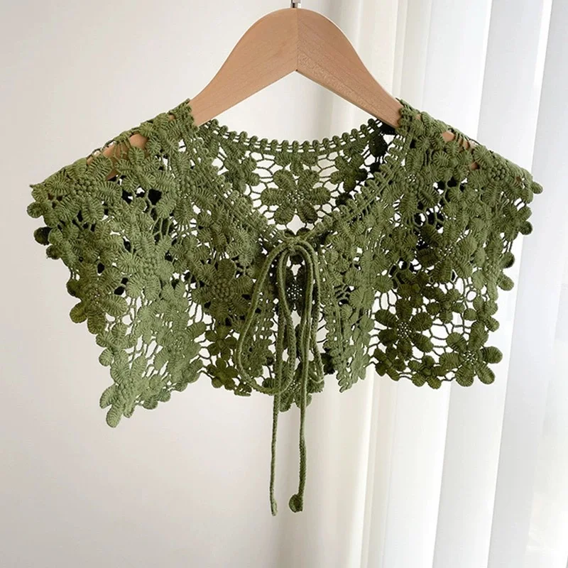 Nowy koronkowy wydrążony szal dla kobiet, stylowy i wszechstronny, z małą kamizelką na ramieniu i imitacją kołnierzyka