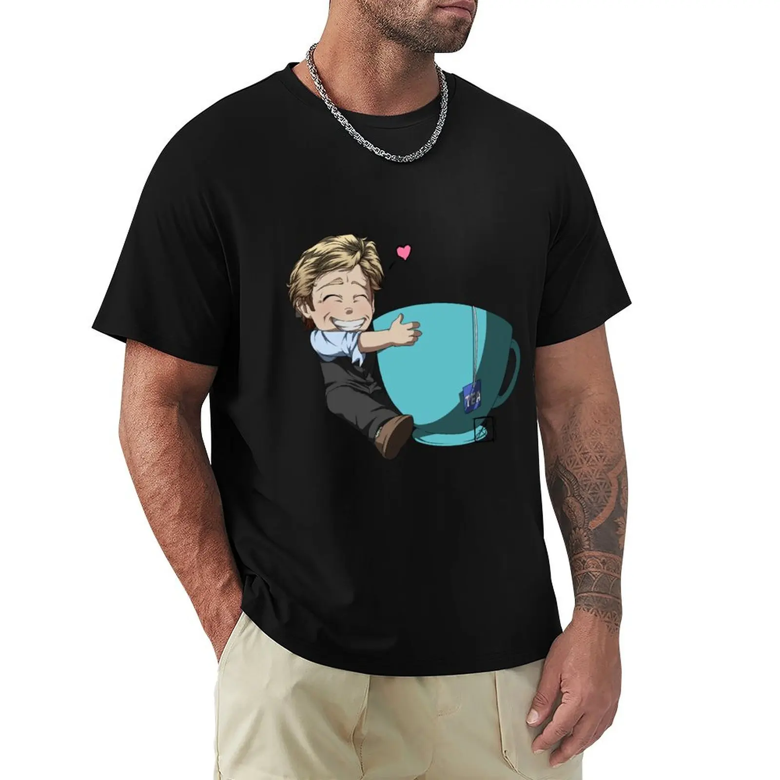 

Patrick Jane and his cup of Tea T-Shirt Casual Trendy Streetwear Tee Shirt
