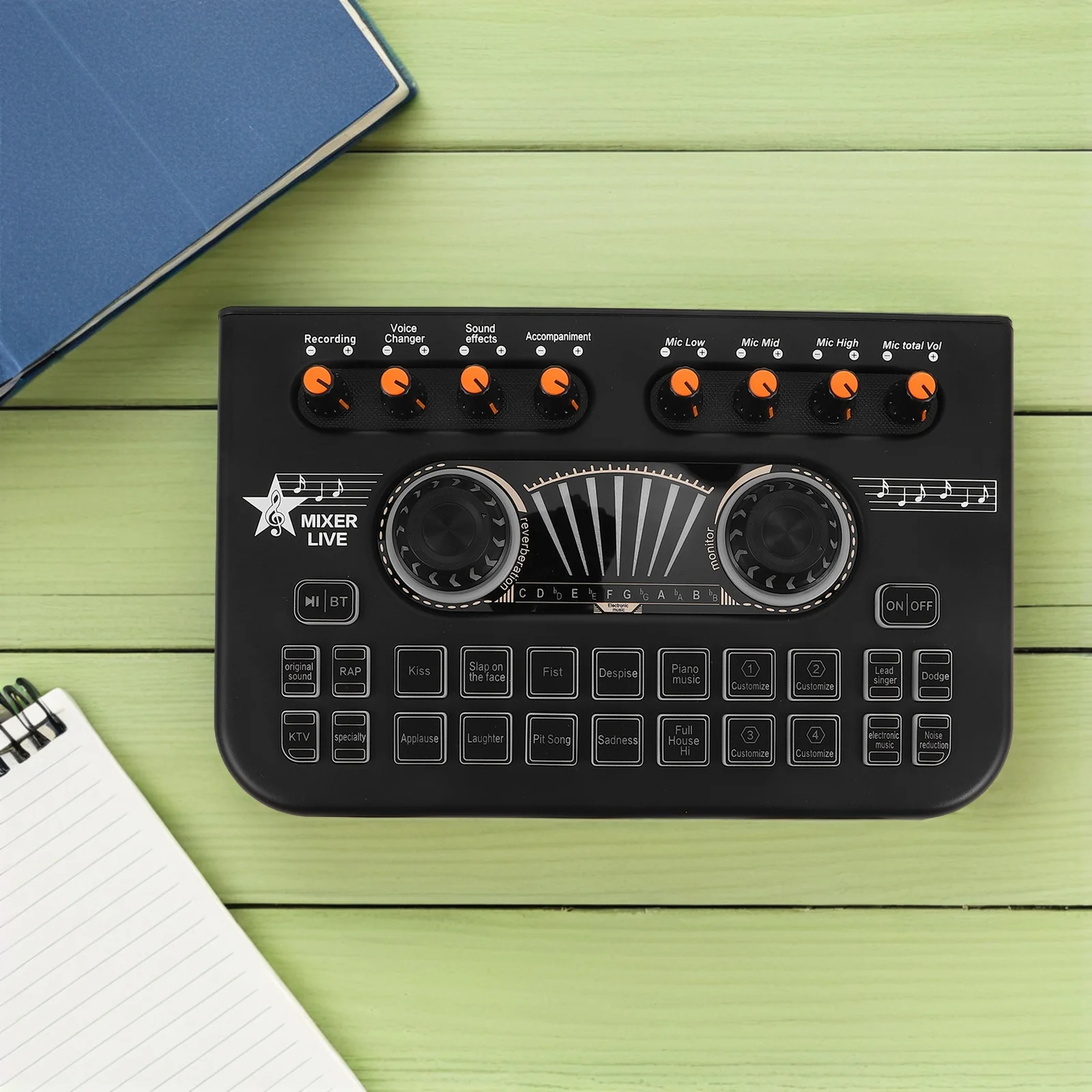 

1 set 1 Set Dj Mixer Console: Portable Audio Interface Condenser Mic Input Voice Changer Wireless Streaming Live Studio Karaoke