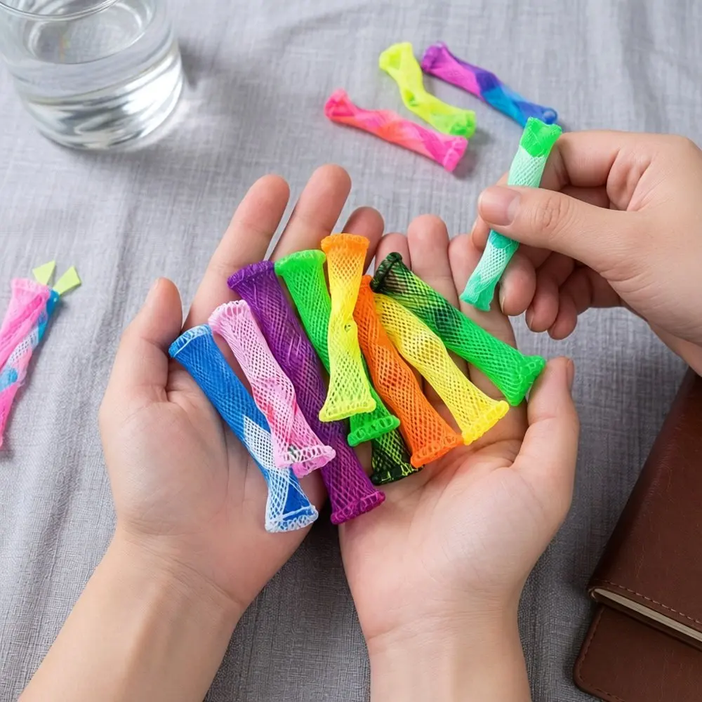 10PCS Colorful Net Mesh Marble Fidget Toy Fun Portable Autism ADHD Sensory Finger Squeezing Stress Anxiety Relief Kids Adults