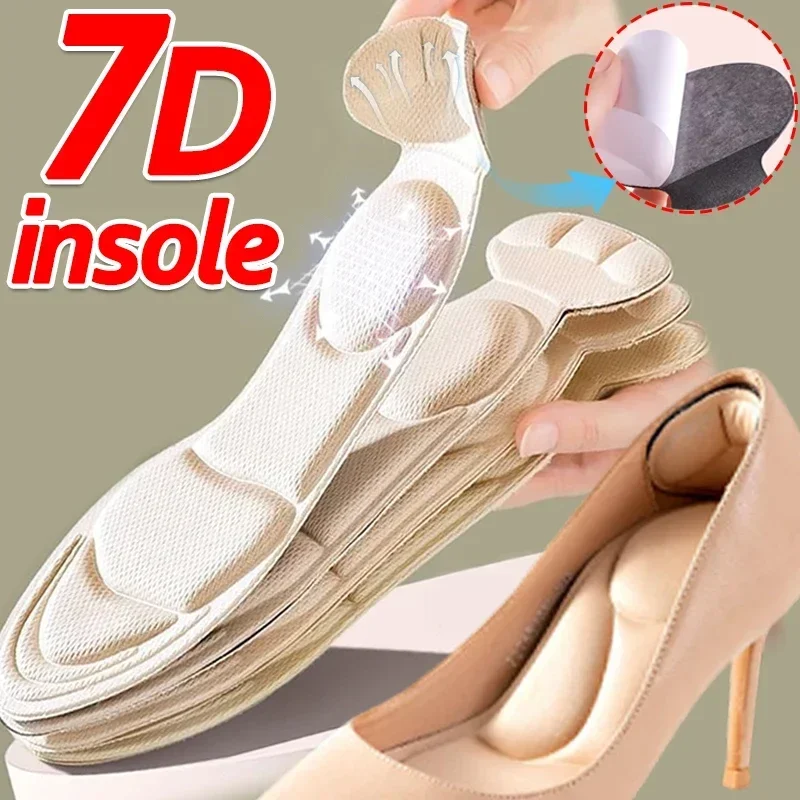 7D Soft Memory Foam Insole Pad Inserts Heel Post Back Breathable Anti-slip for Women High Heel Shoe Shoe Arch Support Insoles