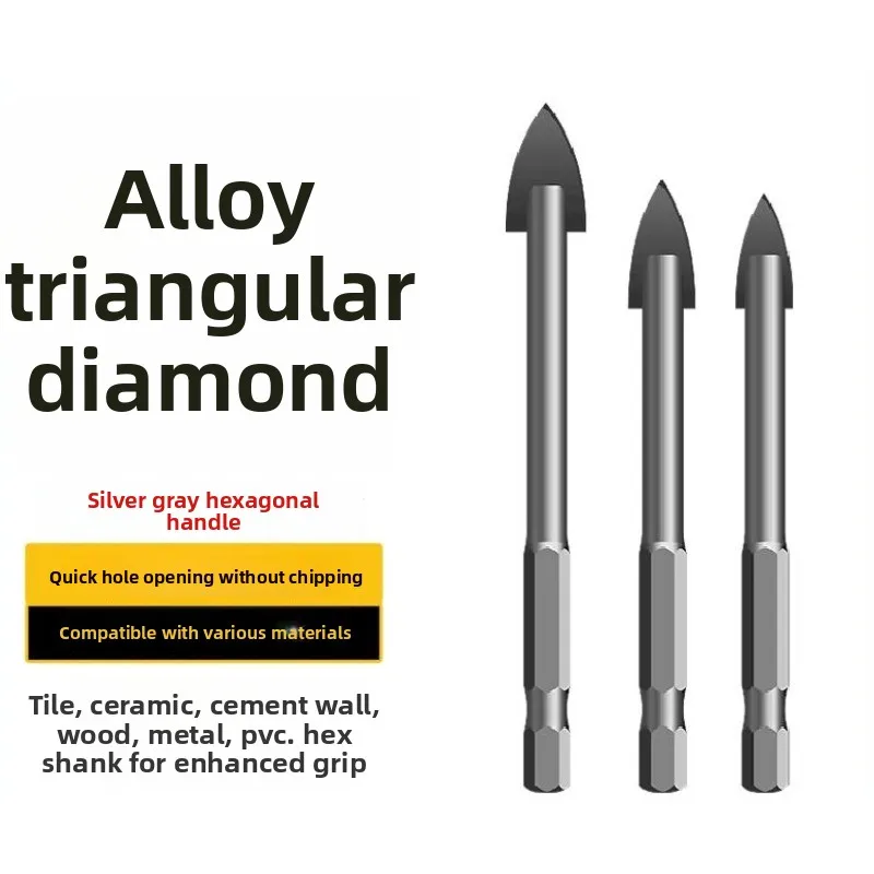 1PCS 6MM/8MM/10MM Ceramic Triangle Drill Hard Hexagonal Handle Alloy Tile Drill Bit Concrete Glass Opener Wholesale