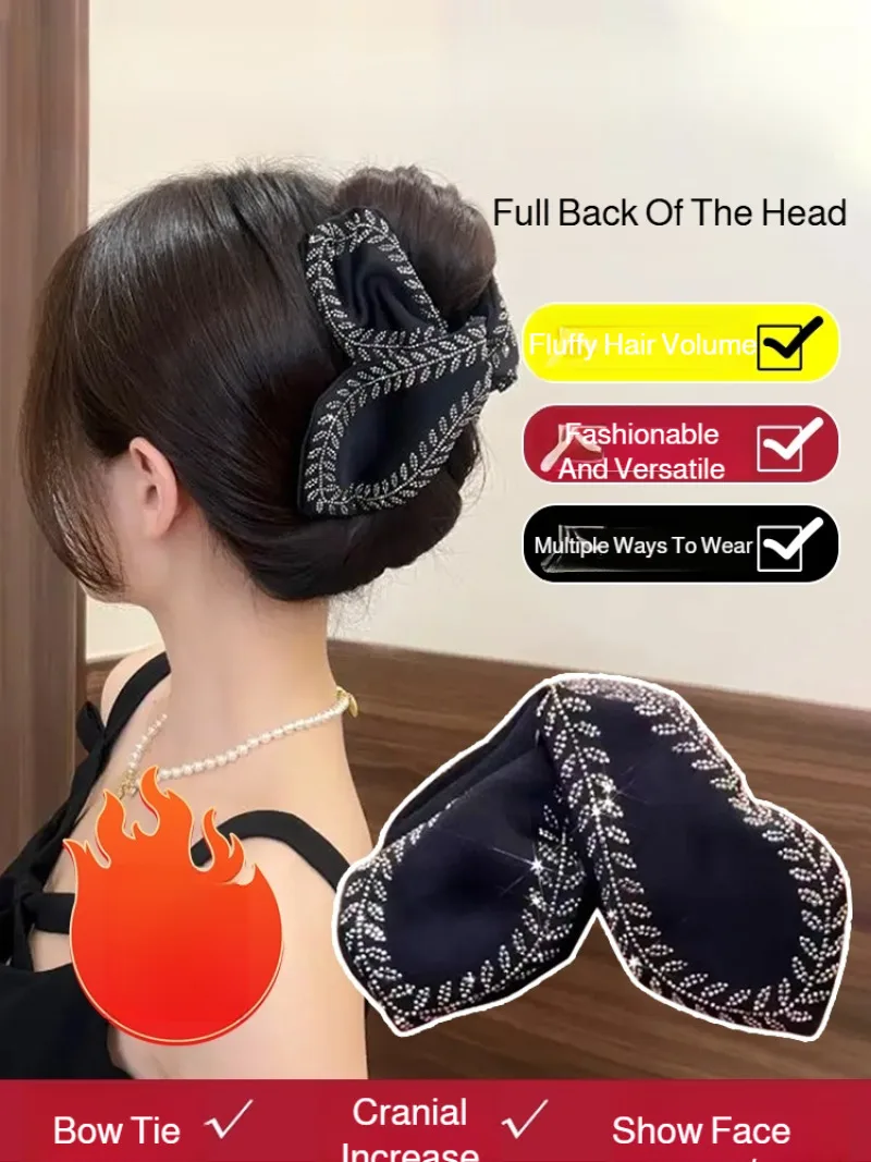Elegant Satin Design Hairpin Back of The Head Leaf Wheat Ear Hair Grip Women's Shark Grip Clip Fashionable Hairgrips Headdress