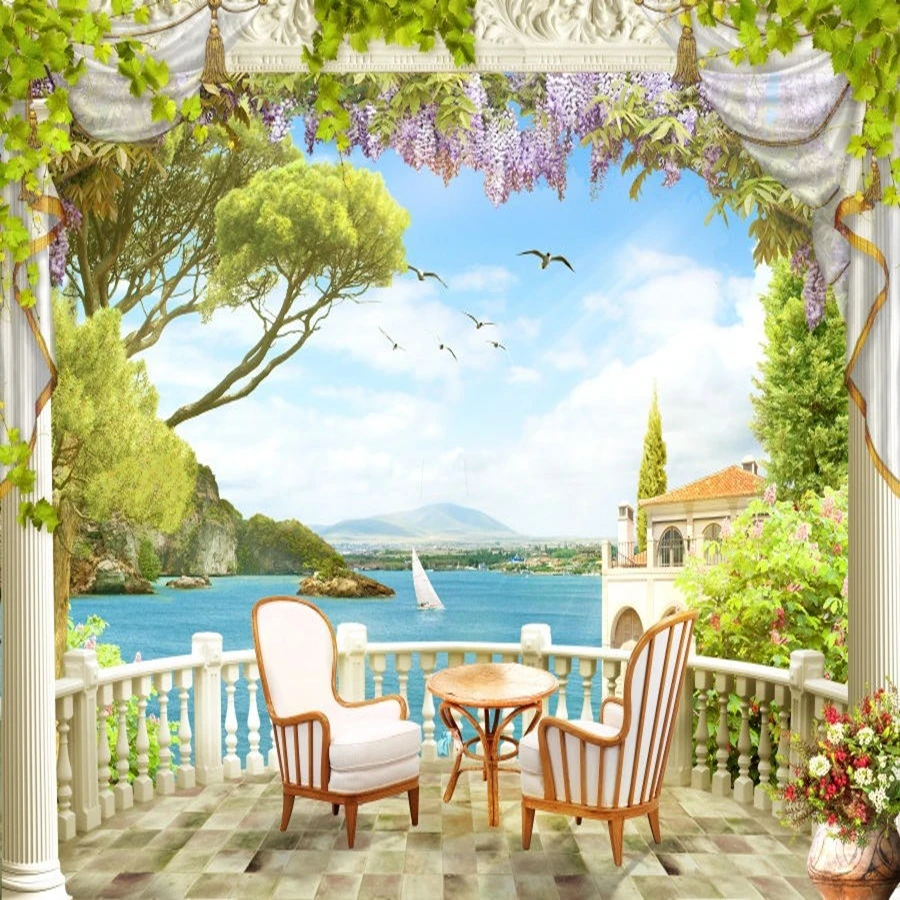 春のバルコニーのシーン,写真の背景,都市の海の窓,滝の風景,赤ちゃんの誕生日の背景